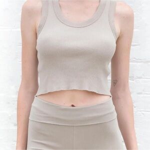 Brandy Melville Taupe Ribbed Crop Tank